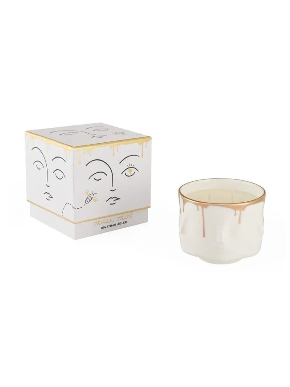 Jonathan Adler Muse Miel Candle Dora Maar Gold Drip Ceramic 13oz NIB